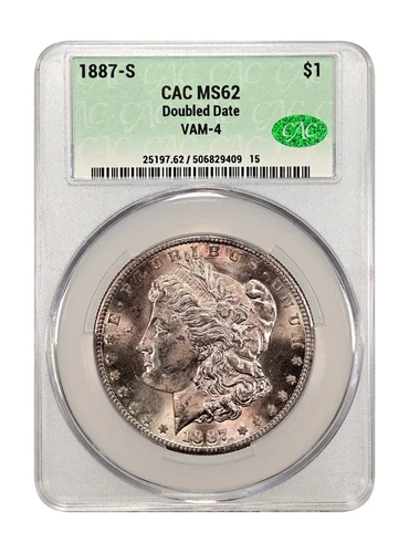 1887-S Morgan Dollar, VAM-4, Doubled Date, CACG MS-62, Hot 50, Only CACG Coin