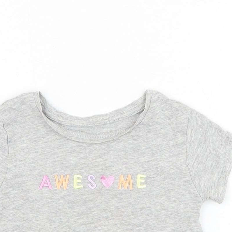Primark Girls Grey Cotton blend T-Shirt Size 2-3 Years  - Awe image 4