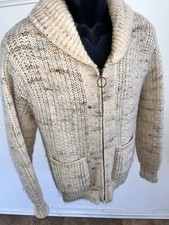 Vtg 1960s Pendleton Oatmeal Wool Westerly Zip Cardigan Sweater Big Lebowski Sz S