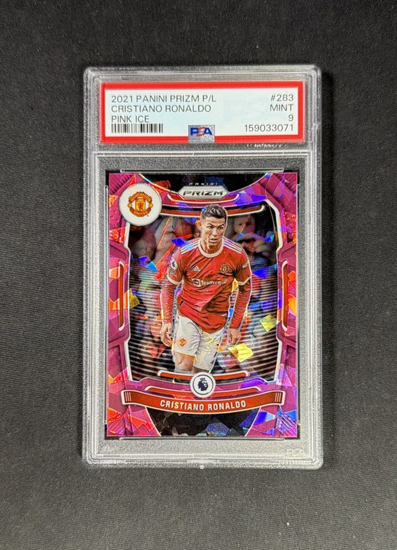 2021-22 Panini Prizm Premier League Cristiano Ronaldo #283 Pink Ice Prizm PSA 9