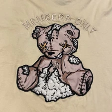 Members Only Teddy Bear T-Shirt Mens 2XL Skater Streetwear Torn Teddy Bear Beige