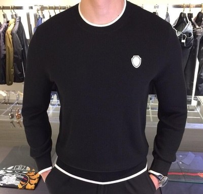 Brunello Cucinelli Classic Winter Crew Neck Long Sleeve Men's Black Sweater