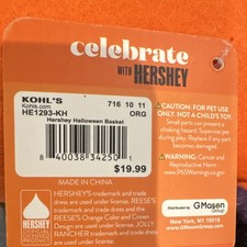 Hershey Halloween Jack-O-Lantern Felt Treat Basket Bag Orange HE1293-KH