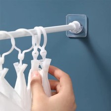2-8pcs Adhesive Shower Curtain Rod Holder Wall Mount Transparent Tension Bracket