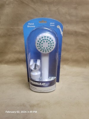 NEW Peerless White Hand Shower Head w/ Wall Mount & 5  Hose Anti-Clog