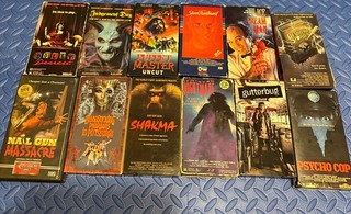 12 Rare Horror VHS Lot Ice Cream Man Psycho Cop Bloodsucking Pharaohs