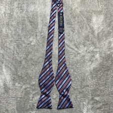 Brooks Brothers Multi Color Blue Red Stripes Adjustable Bow Tie Silk