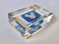 Rare 1983 Disney Channel Acrylic Paperweight w/ Cork Feet &ndash; Early Logo