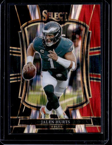 2025 Panini Select Jalen Hurts Premier Level Black and Red Prizm Shock #190