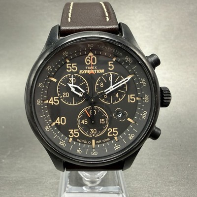 Timex Expedition Field Chronograph Watch Men 43mm Black Dial Black Tone New BatA