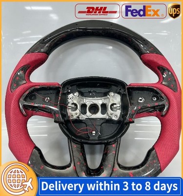 LED Forged Carbon Fiber Steering Wheel Fit For Dodge Challenger Charger SRT 20+