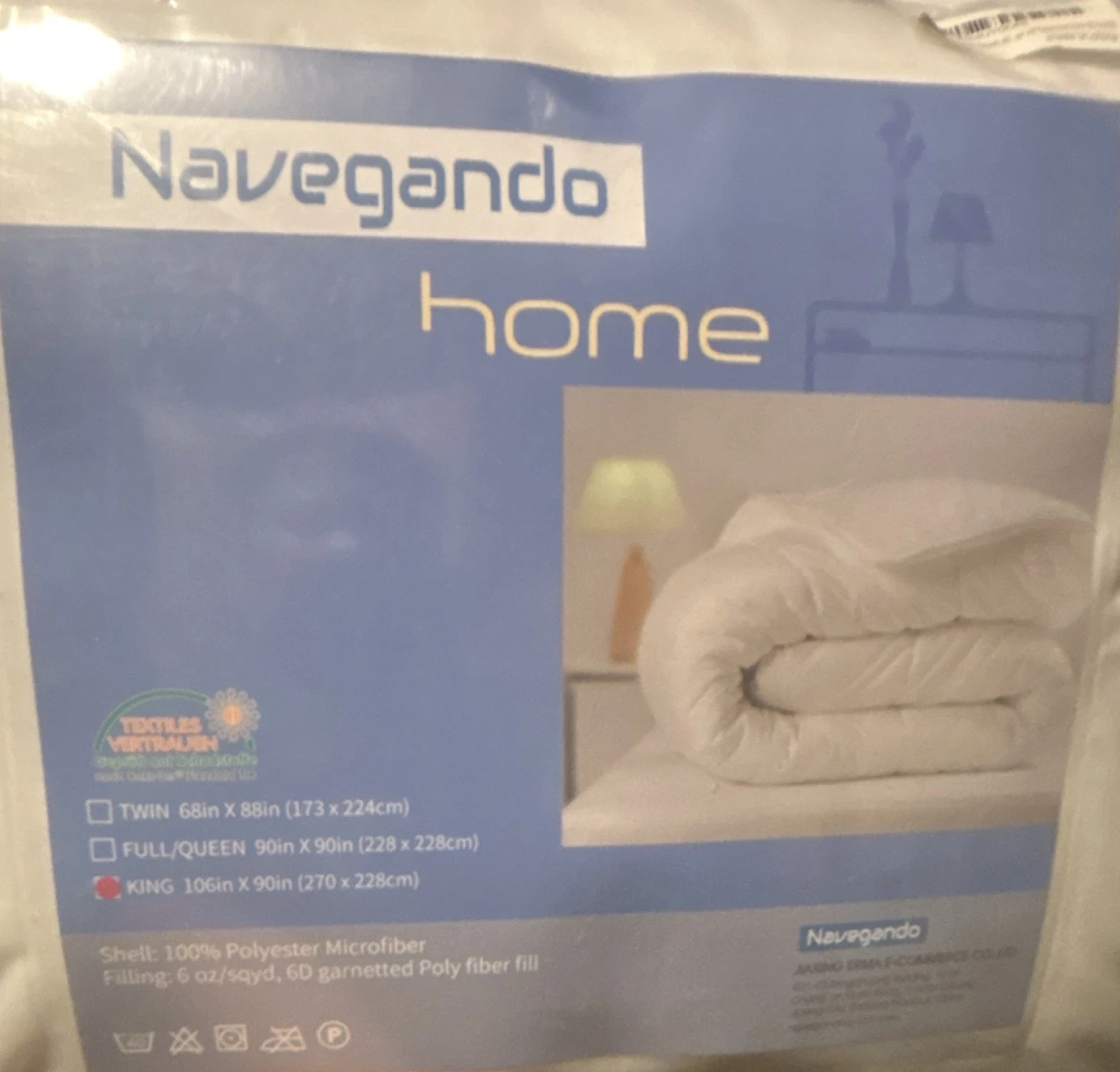 Navegando King Mattress Pad White Polyester Microfiber Shell Poly Fiber Fill