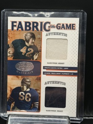2007 Donruss Leaf Certified Fabric Of The Game Sid Luckman Clyde Turner /75