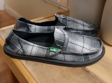 Sanuk Men's Black Vest Plaid Pick Pocket Shoes Size  9