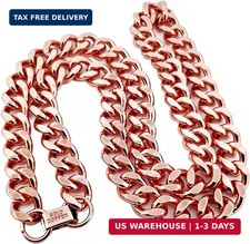 1 Pure Copper Cuban Link Necklace Heavy Solid Statement Jewelry Chain 24" Unisex
