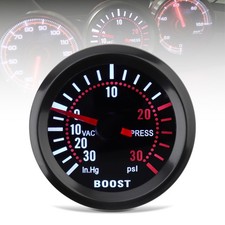 52mm Black Turbo Boost Meter 12v Universal Car Gauge -30inhg To 35psi