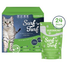24x85g Surf'n'Turf Katzenfutter Pouches mit Sauce 4 er Multipack Lecker.Pet®