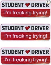 3 PCS Student Driver Magnet for Car, Weather-Resistant Remov Color: White/Pink