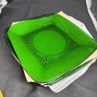 Vintage Anchor Hocking 4 Dinner Plates Emerald Green  “CHARM” 9 1/4” Square