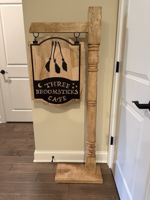 Three Broomsticks Cafe Sign Post Decor Halloween Prop
