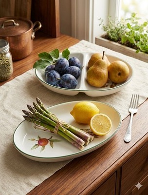 Royal Worcester Evesham Vale Bundle 11'' Divided Serving Bowl  & 10'' Oval Baker