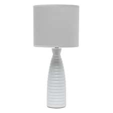 LT2076-GRY Alsace Ceramic Ribbed Bottle Table Lamp, Gray (Pack of 2)