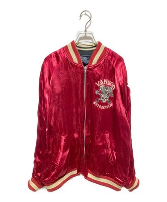 VANSON/Piston Skull Eagle Reversible Sukajan Jacket/ Red x Black/ Size: XL
