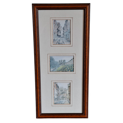 Douglas A Heald gerahmter montierter Lithographiedruck von Shambles Stadtmauer Petergate