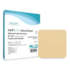 Silicone Foam Dressing Non-Bordered Adhesive Wound 6"x6" Box of 5 Sterile