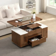 Multi-Functional Lift-Top Coffee Table with Hidden Storage Stools,Multi-Function