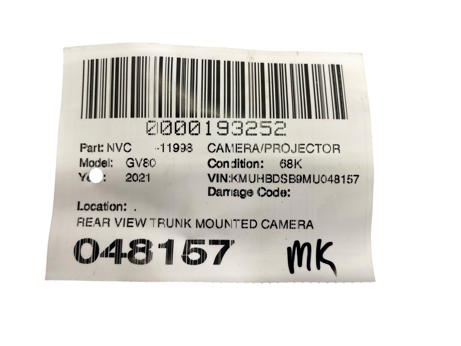 2021 2022 2023 GENESIS GV80 OEM REAR VIEW TRUNK MOUNTED CAMERA 99240T6000