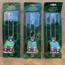NEW Lot 3 X 56 Village Mercury Glass House Ornament Hanger 52923 VTG Christmas