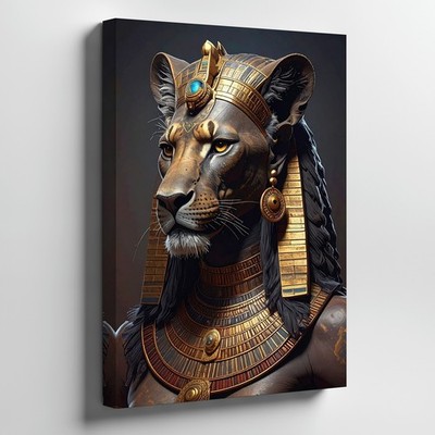 Canvas Wall Art a Hyper Realistic 3d Render of a Humanoid Lioness Character