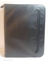 Used Staples Black Leather Zippered Portfolio