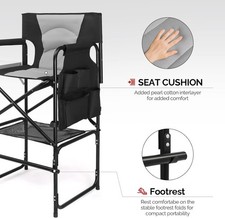 Upgraded 30" Height Tall Director Chair Folding Artist Makeup,Portable Bag