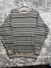 Vintage John Ashford Men’s L Heavy Knit Fair Isle Nortic Sweater Made In USA