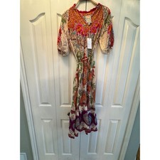 Johnny Was Rusi Midi Dress Avelar Multi Color Silk Floral Boho Small NEW