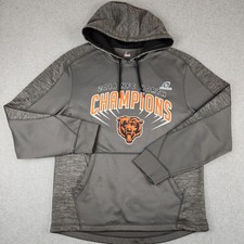 Majestic Chicago Bears 2018 NFC North Champions Hoodie Pullover Grey Mens M