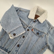 Levi's Girls 4 Sherpa Lined Denim Jacket USA Made Custom Airbrushed Design Biker