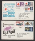 GB 1963 lot of 4 FDC - Red Cross - Hunger - Lifeboats - Nature