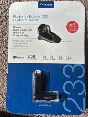 NEW Plantronics Explorer 233 Bluetooth Earpiece with Car Charger Sealed Phone 