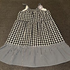 Easel Cami Dress Women's Medium Black White Gingham Smocked Detail Sundress