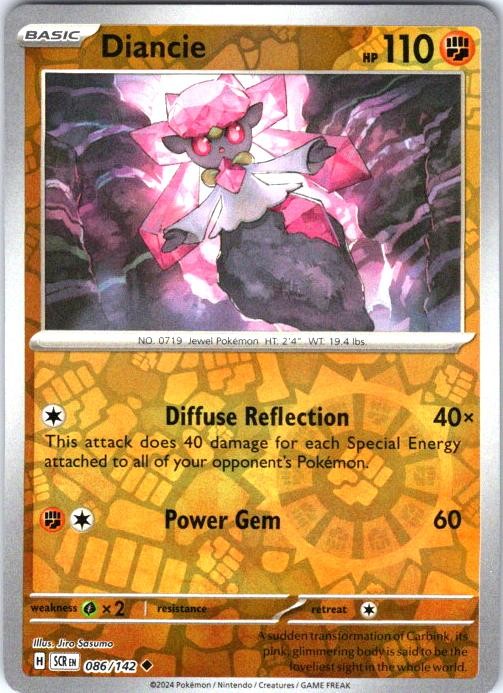 Diancie 86/142 Uncommon Stellar Crown Pokemon Reverse Holo Near Mint