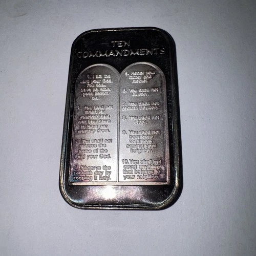 1 oz .999 Silver 10 Commandments Bar Engravable Religious Catholic