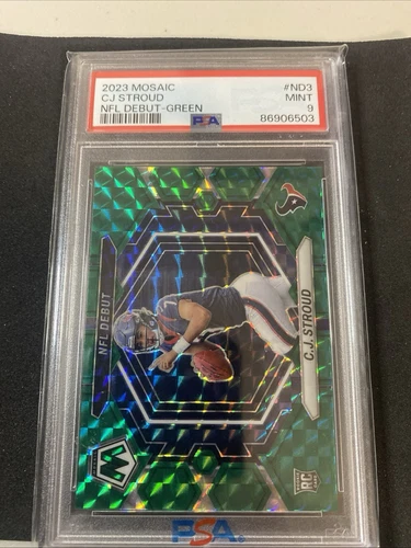 2023 Panini Mosaic #ND3 CJ Stroud - RC NFL Debut GREEN - PSA 9