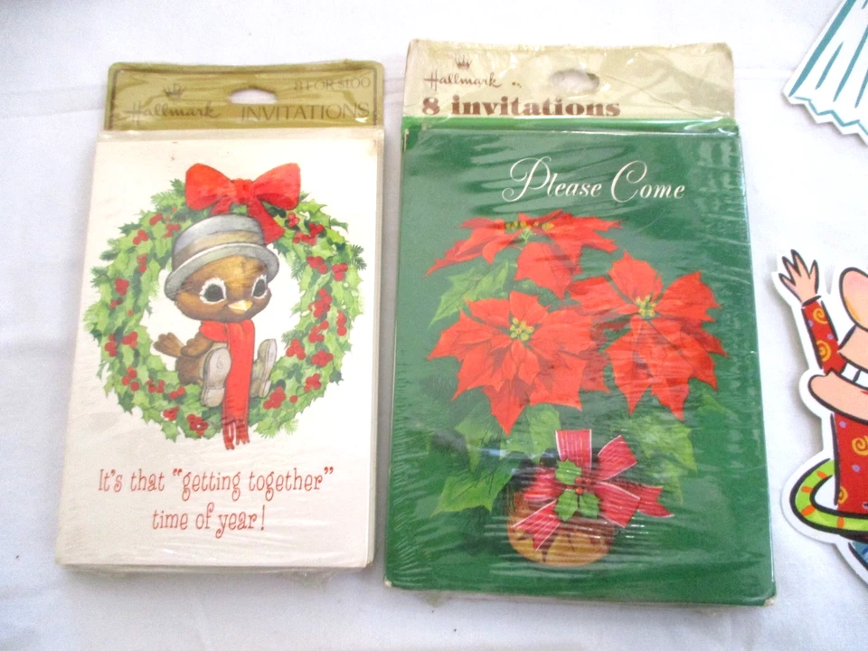 Lote de 4 invitaciones vintage de cumpleaños y Navidad nuevas en paquete Foto 2 de 4