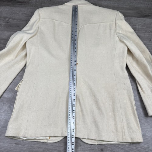 Giacca blazer western vintage Kenny Rogers Circle S taglia 40 R avorio 100% seta USA - Foto 14 di 19