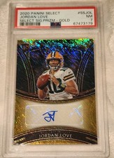 Jordan Love Gold Shimmer Select Auto Rookie Card  4/10 Numbered Card #4  PSA 7