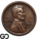 1921-S Lincoln Cent Wheat Penny, Choice AU Better Date