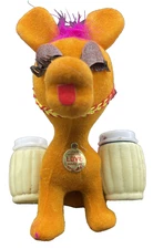 1 Orange Vintage Flocked Donkey Salt & Pepper Hong Kong Love Eyelashes NOS